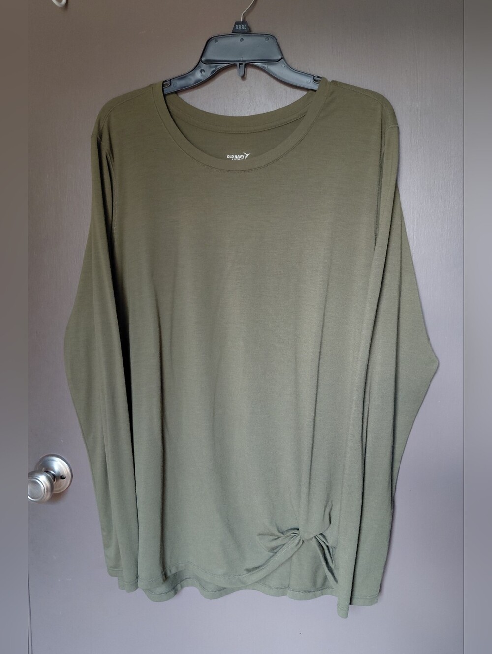 Old Navy Olive Green Long Sleeve Knot Top